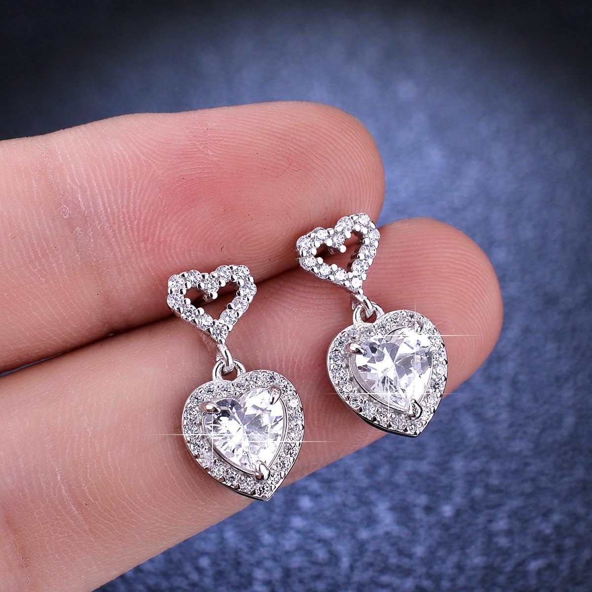 14K Gold 1ct VVS1 D-Color Diamond Drop Earrings for Women Heart-Shaped,Wedding Gift for Wife