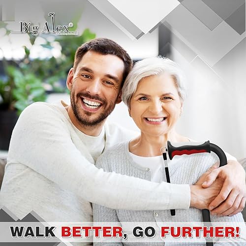 Miniatura 8 de BigAlex Bastón cuádruple, plegable, ajustable, para hombres y mujeres, con base estable de 4 puntas para mayor estabilidad y equilibrio, resistente,