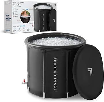 Sharper Image Insulated Ice Bath Cold Plunge Tub with Lid, 31.5" x 29.5", Portable Inflatable Bathtub, Helps Boost Energy & Muscle Recovery, Cold Therapy for Athletes & Adults up to 65" & 250 Lbs