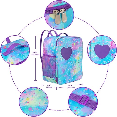 Miniatura 3 de Mochila portadora de muñecas de 18 pulgadas, juego de viaje estilo teñido anudado azul y morado con accesorios