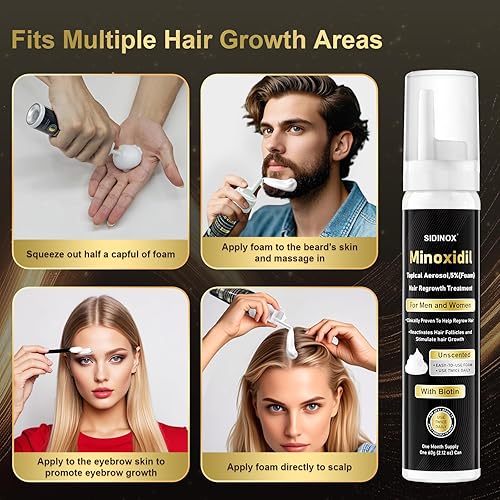 Miniatura 5 de Espuma de minoxidil al 5 % para hombres y mujeres, tratamiento para el crecimiento del cabello con biotina, espuma de rápida absorción no grasa para