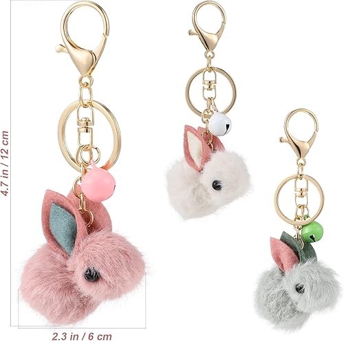 Miniatura 2 de GALPADA 3 piezas 2023 llavero con colgante de figura de conejo de peluche con diseño de conejo del zodiaco, regalo de Año Nuevo chino (color al