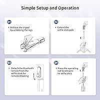 Vista 7 de ATUMTEK Trípode para selfie, trípode extensible 3 en 1 de aluminio para teléfono con control remoto Bluetooth desmontable, compatible con iPhone Rojo