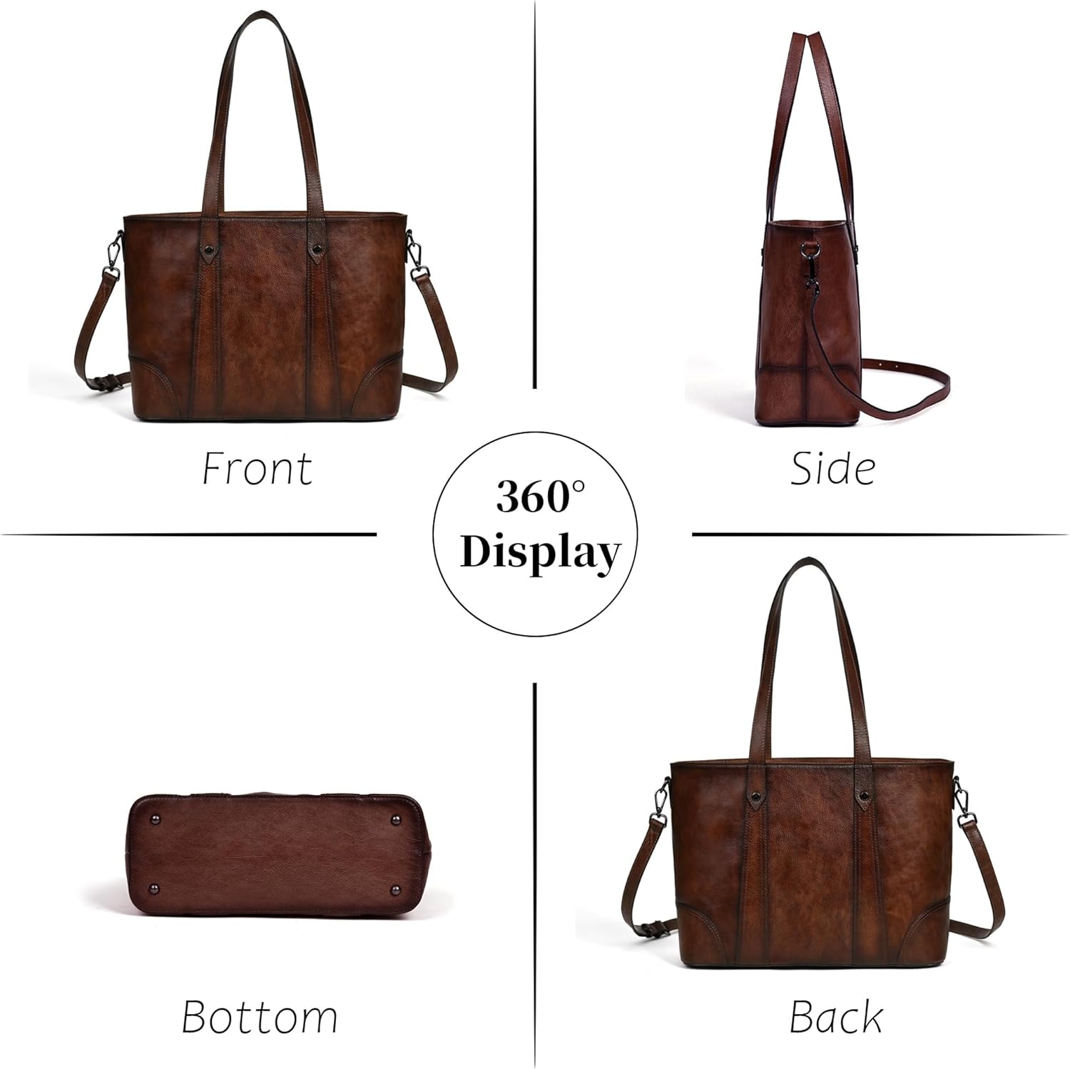 Genuine Leather Tote Bag for Women Crossbody Bag Large Capacity Satchel Handbag Shoulder Bag - Image 3