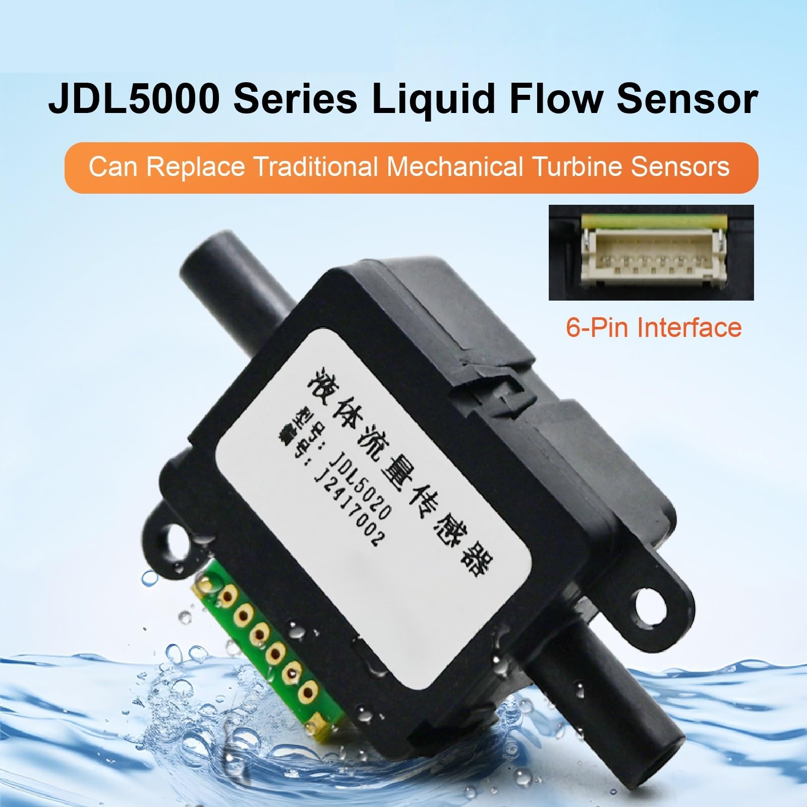 Sensor de Flujo de líquido JDL5020, medidor de Flujo de Agua de Alta precisión de 700 ml/min for de filtración de Agua Potable, medidor de Flujo de 30 PSI(JDL5105-box)