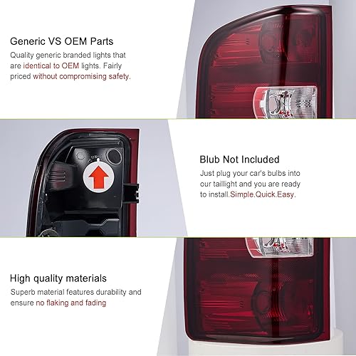 Miniatura 3 de Luces traseras compatibles con Chevy Silverado 1500 2500 HD 3500 HD 2007-2013 GMC Sierra 2500 HD 2012-2014 luces traseras sin arnés de cableado