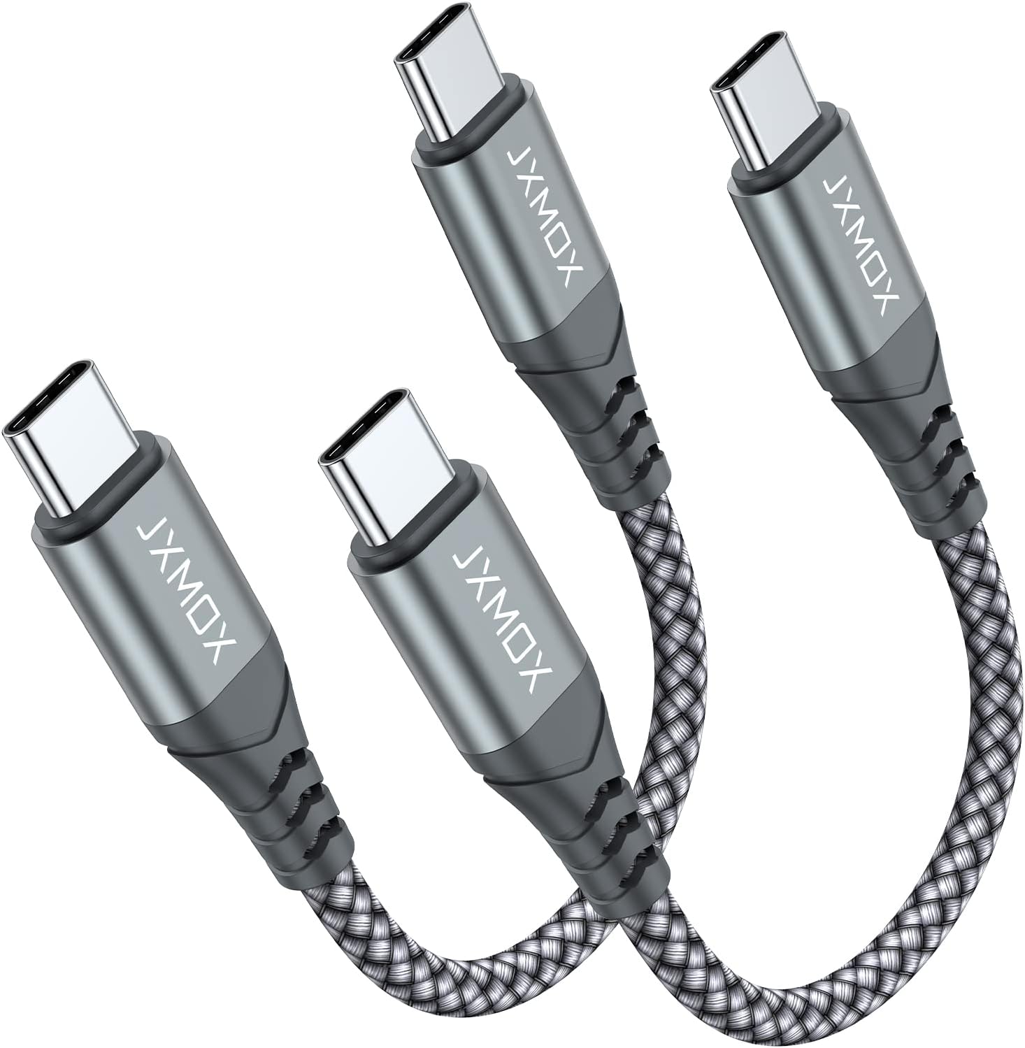 JXMOX Short USB C to USB C Cable 60W, (2 Pack 0.5ft) Type C Fast Charging Cord