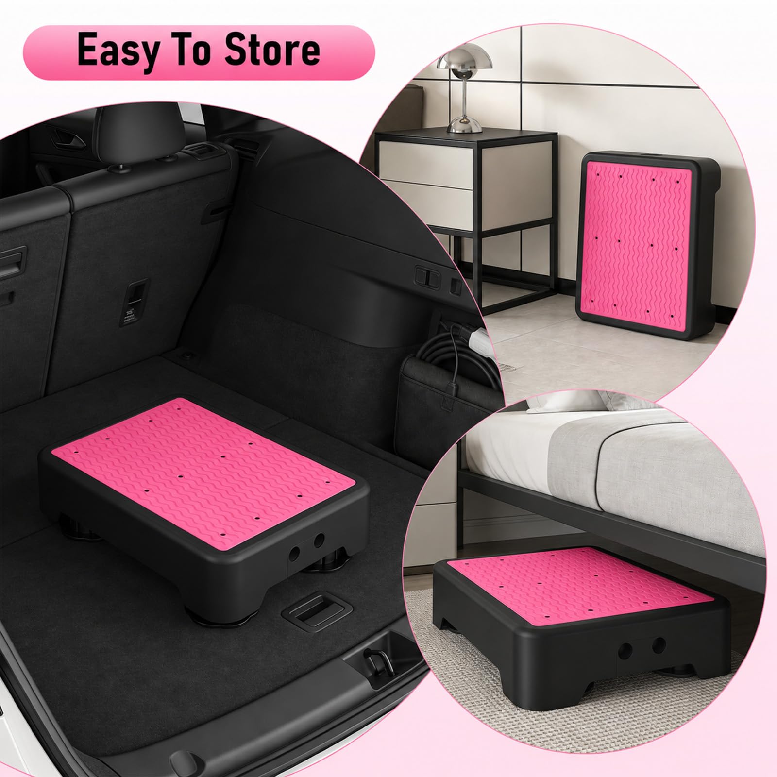 Escalón Antideslizante, Elevador para Mayores, Ducha, bañera, Coche | 42×32 cm, Capacidad 250 kg, 3 Alturas Regulables, Modo luz Nocturna, Antideslizante, Interior y Exterior