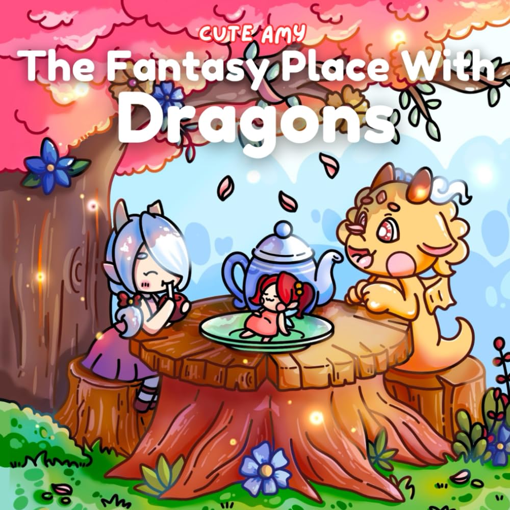 The Fantasy Place with Dragons: a magical & cozy coloring book for adults and teens: cute dragons and fairy coloring book for stress relief
