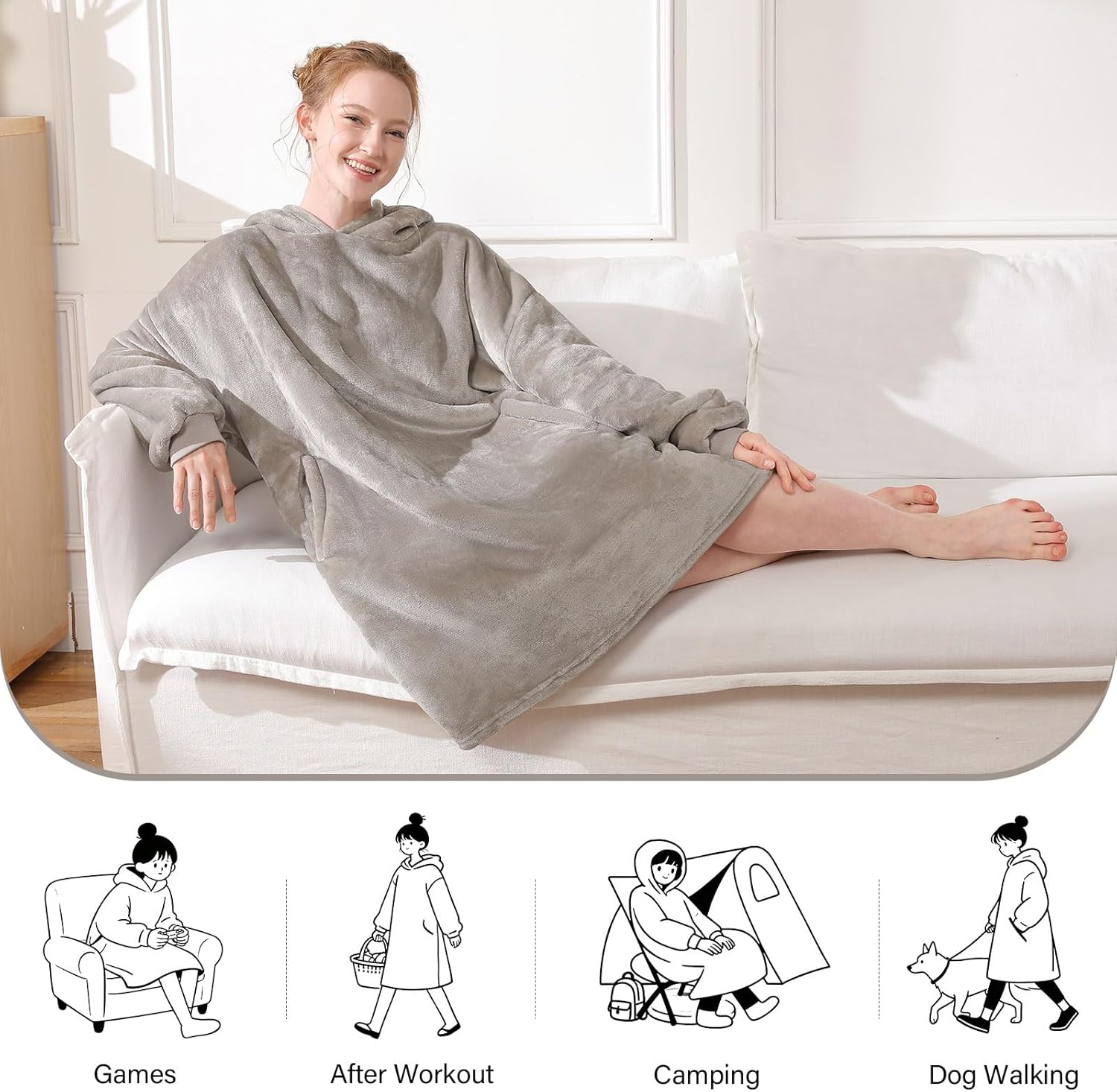 LetsFunny Blanket Hoodie,Oversized Wearable Sherpa Fleece Blanket Sweatshirt,Super Soft Warm Cozy with Giant Pocket,Gifts for Women Men Adults Teenagers Kids, One Size Fits All - Image 6