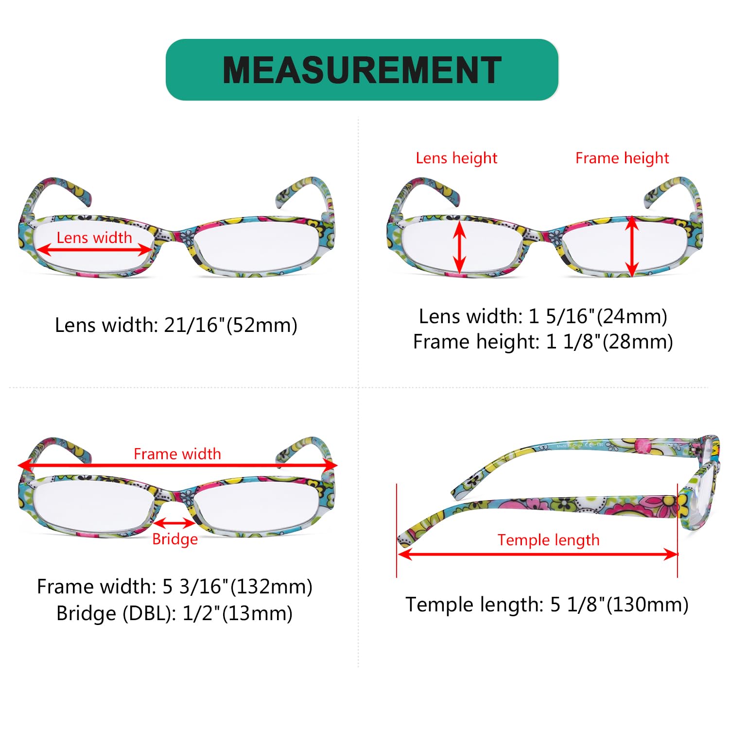 Eyekepper Small Reading Glasses Women - Floral Pattern Readers for Women Reading, 4 works Mix, +1.5 - Image 2