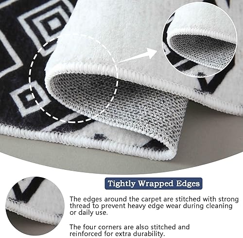 Miniatura 4 de Alfombra para sala de estar, alfombra de pelo bajo de 2 x 3 pies, alfombra fina suave para dormitorio, cocina, lavandería, lavable, antideslizante,