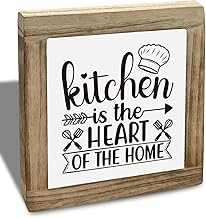 Kitchen Is The Heart Of The Home Sign, Home Kitchen Tabletop Decor, Rustic Wooden Plaques Signs, Dining Room Shelf Decoration, Decorative Wood Sign