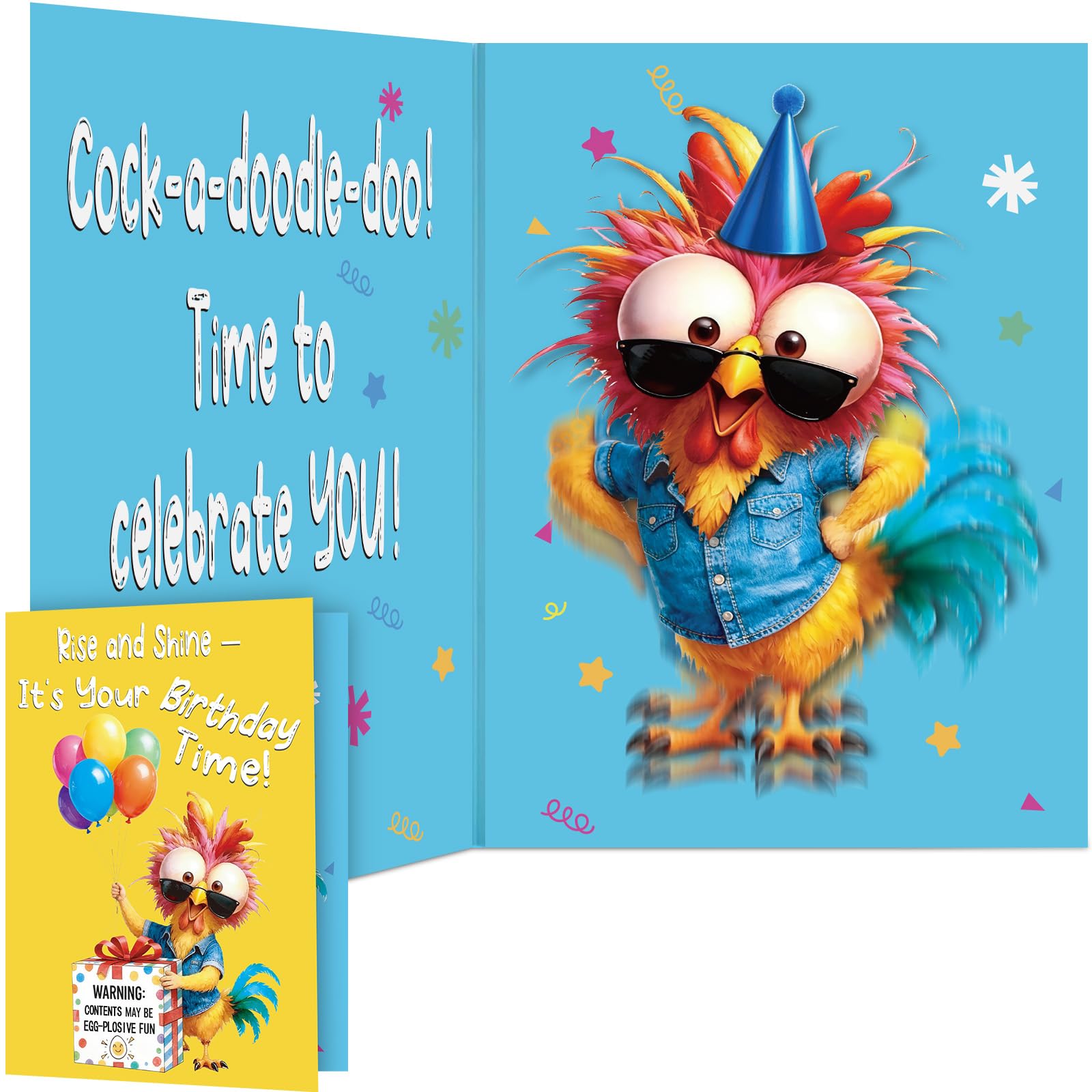 mountova Musical Birthday Cards for Men, Women, Male, Female, Boys, Girls, Funny 3D Pop Up Cowboy Chicken Birthday Cards with Music & Motion, Greeting Card Gifts with Envelope