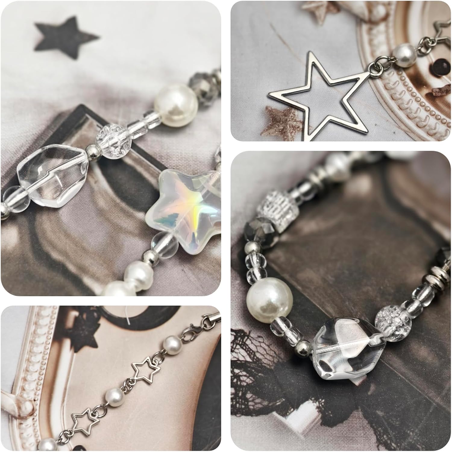 2 Pack Phone Charms, Cute Aesthetic Beaded PhoneCharm Strap Phone Lanyard String PhoneChain Accessories for Bag Keychain Airpods Camera Pendants