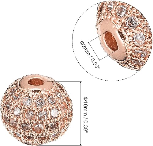 Miniatura 2 de uxcell Cuentas de diamantes de imitación, 10 unidades, cuentas espaciadoras esféricas de circonita de 0.394 pulgadas para hacer pulseras y joyas