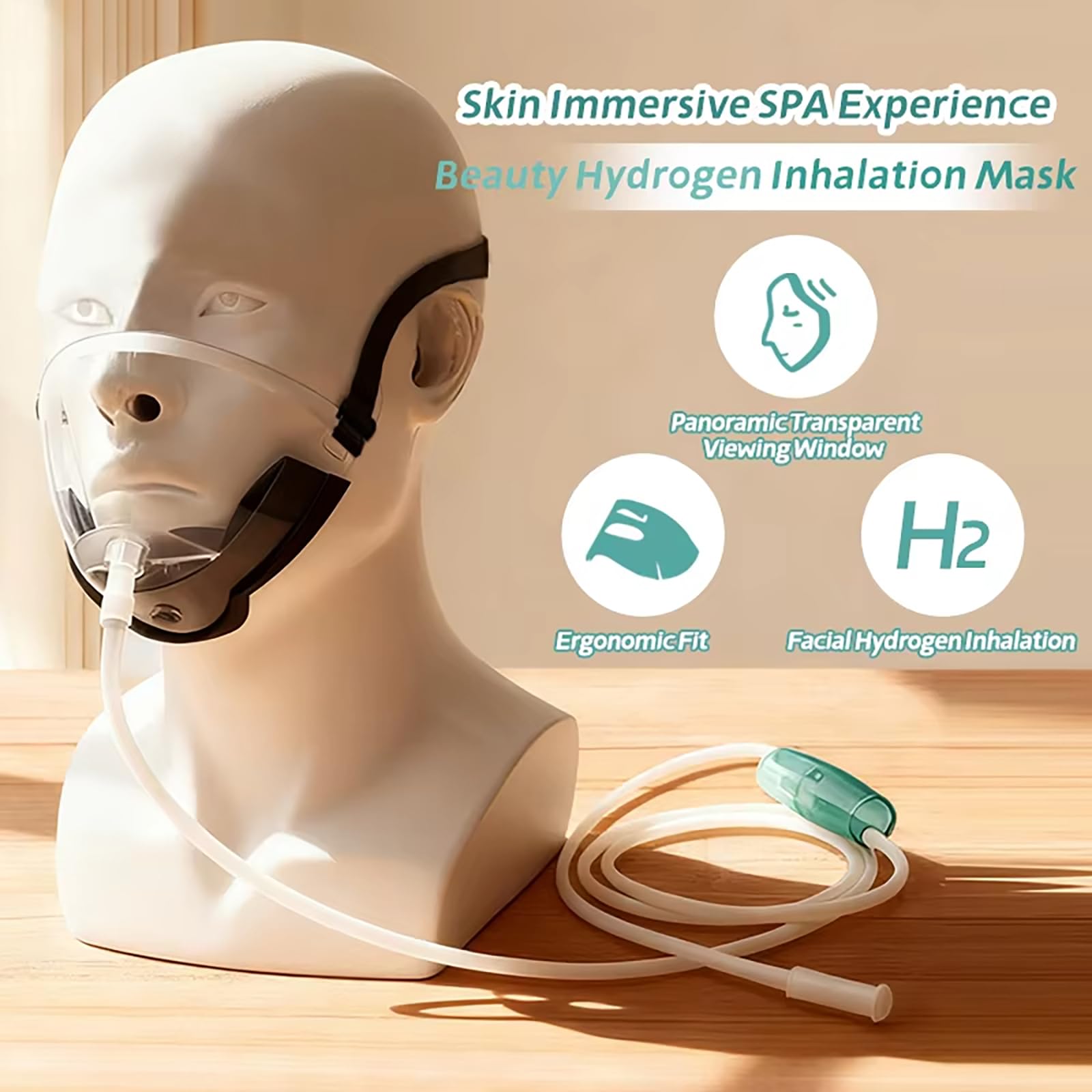 Máscara facial de inhalación de hidrógeno para terapia de gas H2, máscara de respiración ajustable para el cuidado de la piel facial y bienestar respiratorio