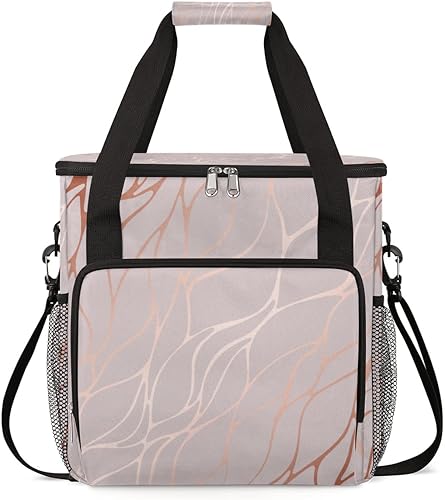 Bolsa de café abstracta de mármol de oro rosa, bolsa de almacenamiento de viaje, compatible con Keurig K-Mini o K-Mini Plus, portátil, de una sola