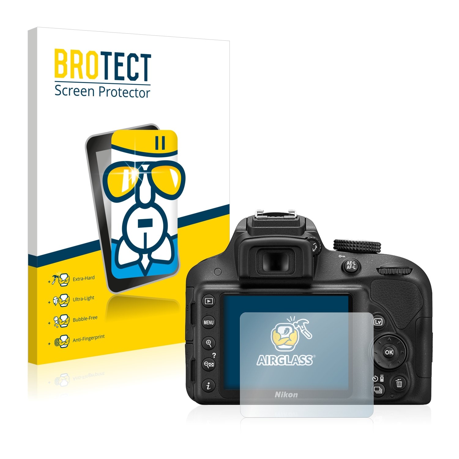 BROTECT AirGlass Schutzfolie Für Nikon D3300 – 9H Kratzfest, Anti-Fingerprint, Made In Germany, Einfach Anzubringen