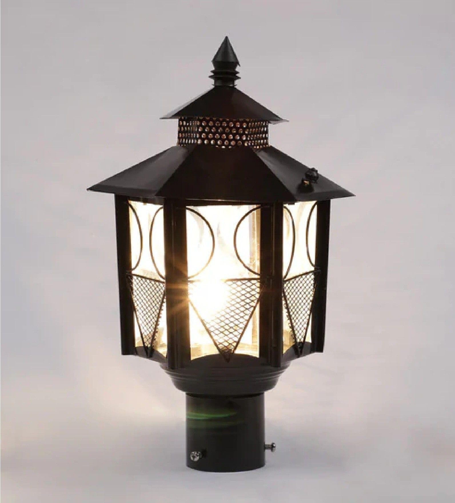 Gate Light Black Iron and Glass | Fixed Mount Outdoor Garden Gate Light | Field Gate and Roof Lighting Fixture | Pack of 6 Durable Exterior Lamps-image-32
