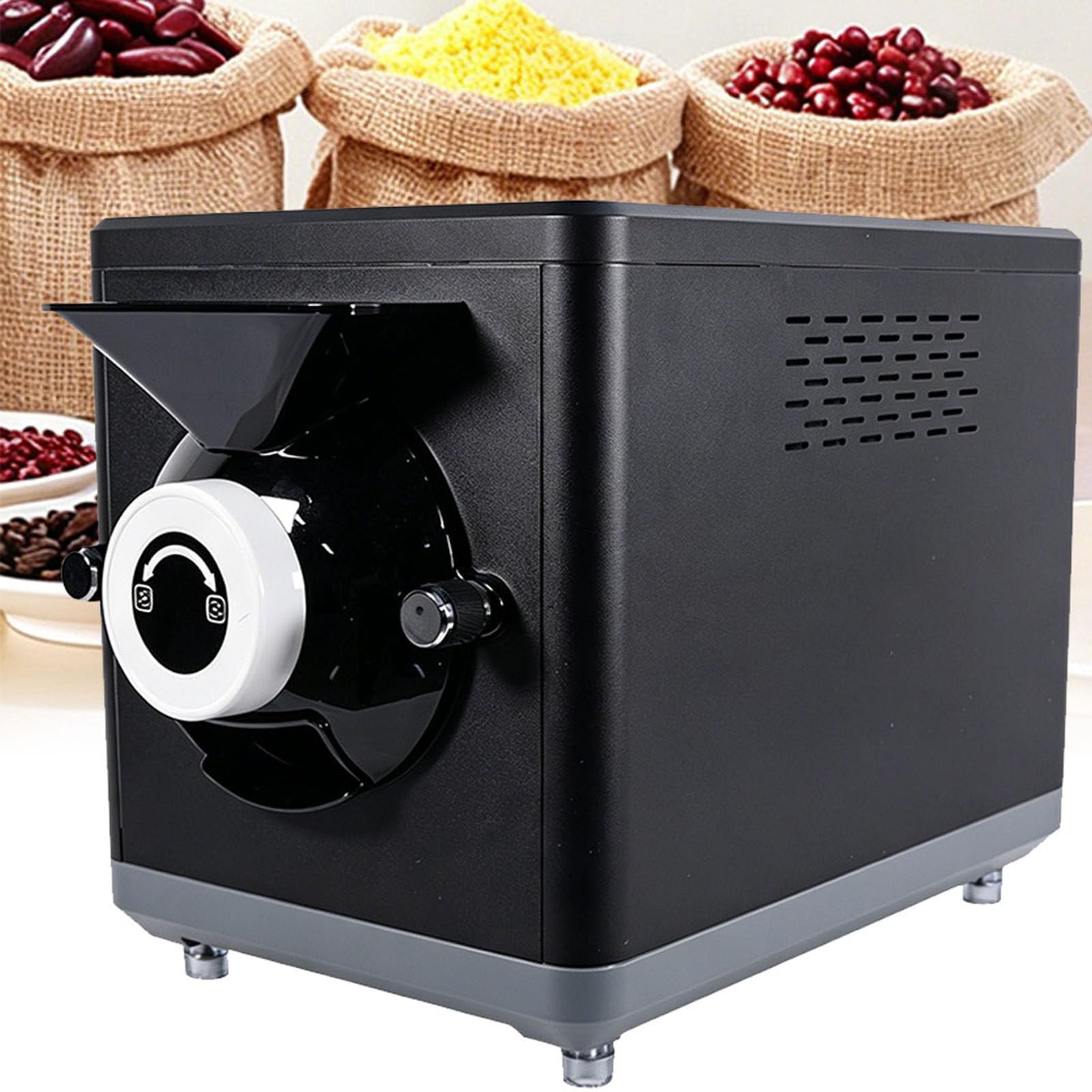 SHENGSHIYU Electric Coffee Roaster Machine 1600W,1500G Capacity,100℃-250℃ Temperature Control,Non-stick Pot,Ideal for Home and Commercial Roasting,360° Even Stirring,Low Noise Black