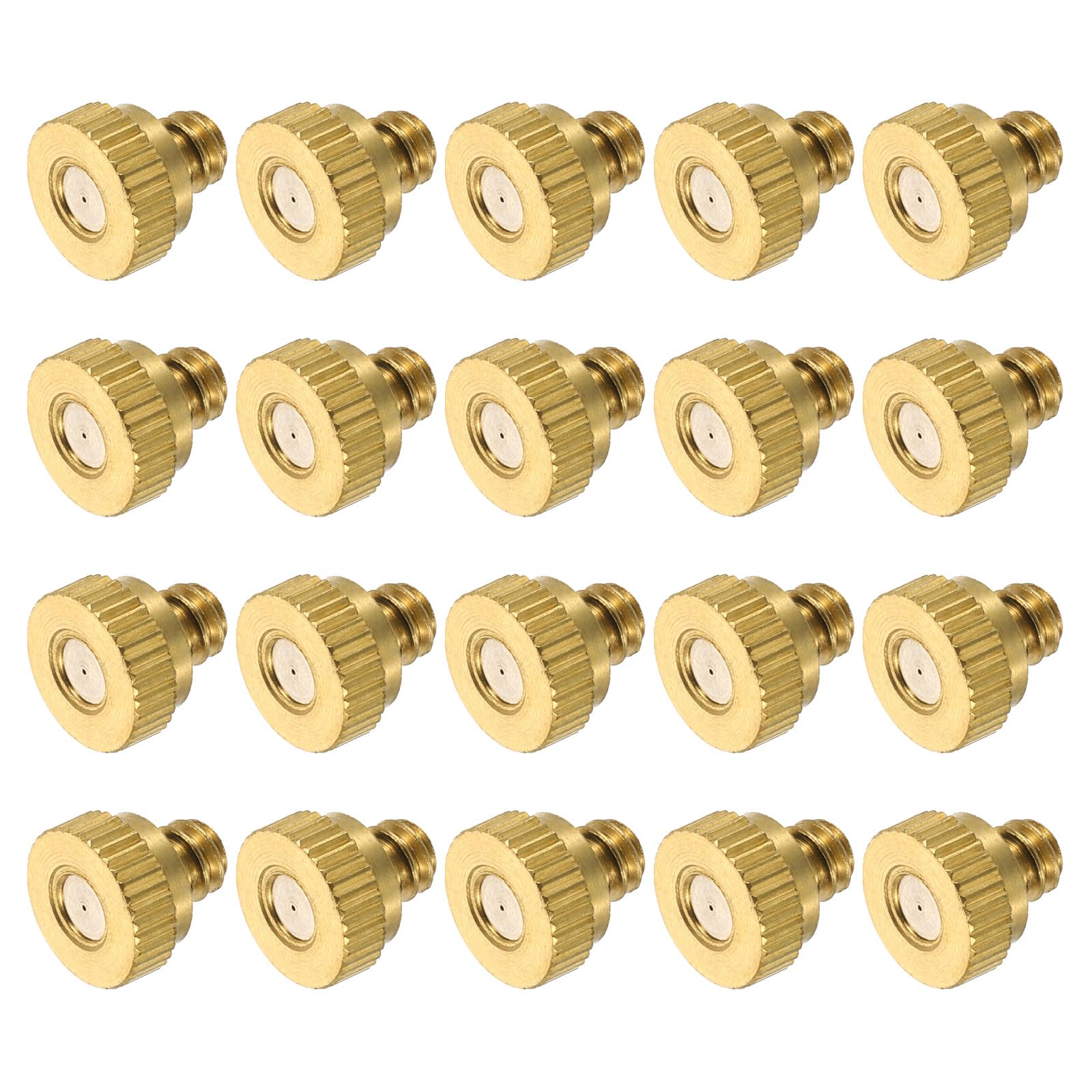SOHNVWTGD Brass Misting Nozzle, 10/24 UNC 0.4mm Orifice Dia Replacement Heads Low Pressure Atomizing Misting Sprayer for Outdoor Cooling System, 20 Pcs