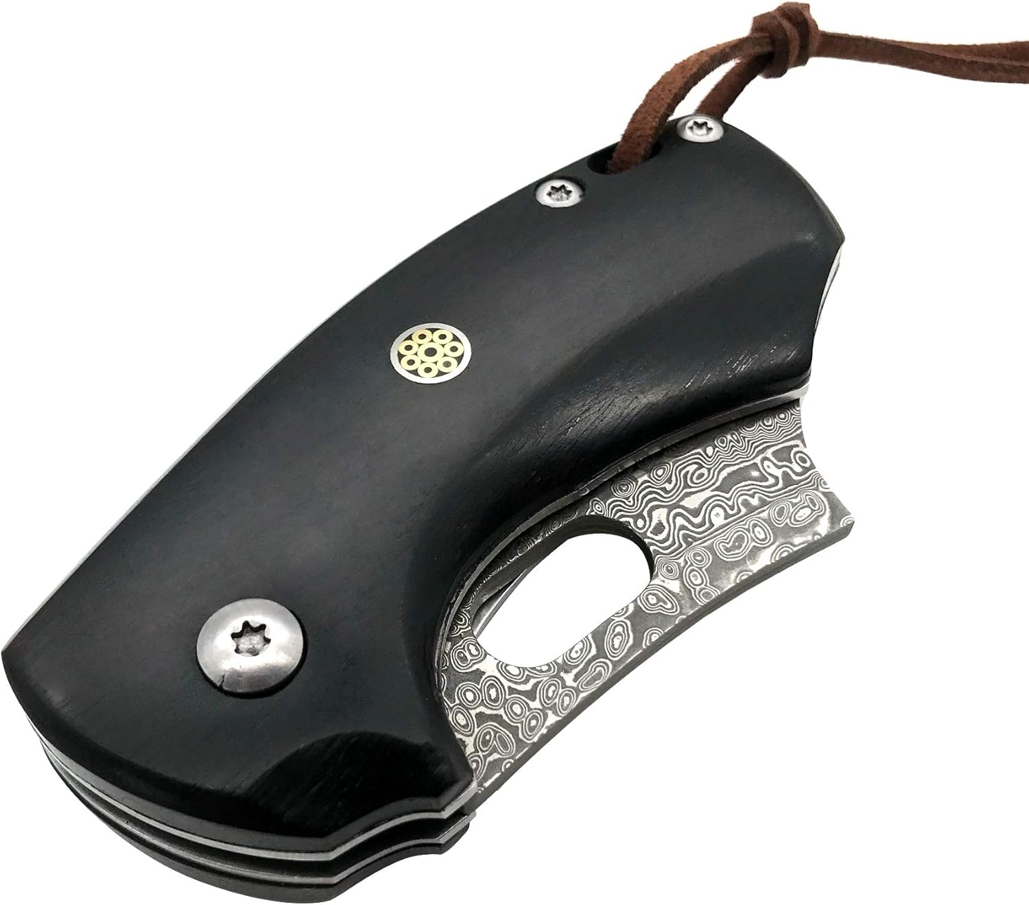 ALBATROSS Premium Folding Pocket Knife - EDC Mini VG10 Damascus Steel with 2" Blade - Ebony Wood Handle - Compact Outdoor Camping Knife with Gift Box - HGDK024