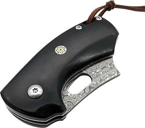 Miniatura 3 de ALBATROSS EDC Navaja de bolsillo plegable de Damasco, hoja de acero de Damasco, mango de maderaresina, regaloscolecciones