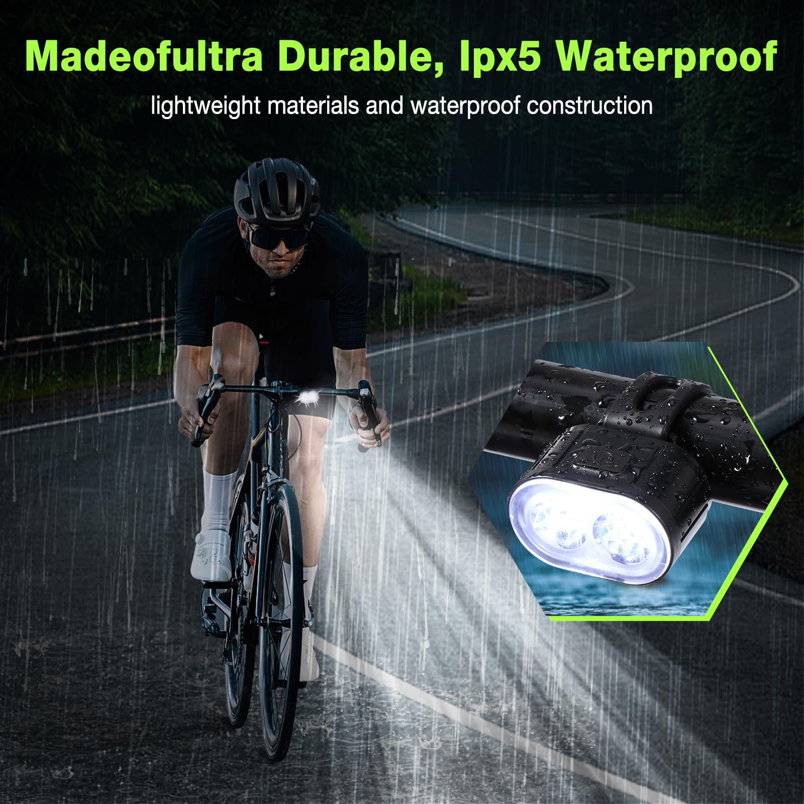 Oderra Luci Bicicletta LED Anteriore e Posteriore USB Ricaricabile IPX4 Impermeabile 4/6 Modalità per MTB Bici Skateboard