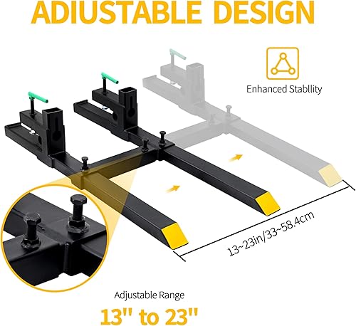 Miniatura 5 de KODOM Horquillas de palé de 43 pulgadas con abrazadera de 2000 libras, horquillas de tractor de alta resistencia de fijación rápida con barra