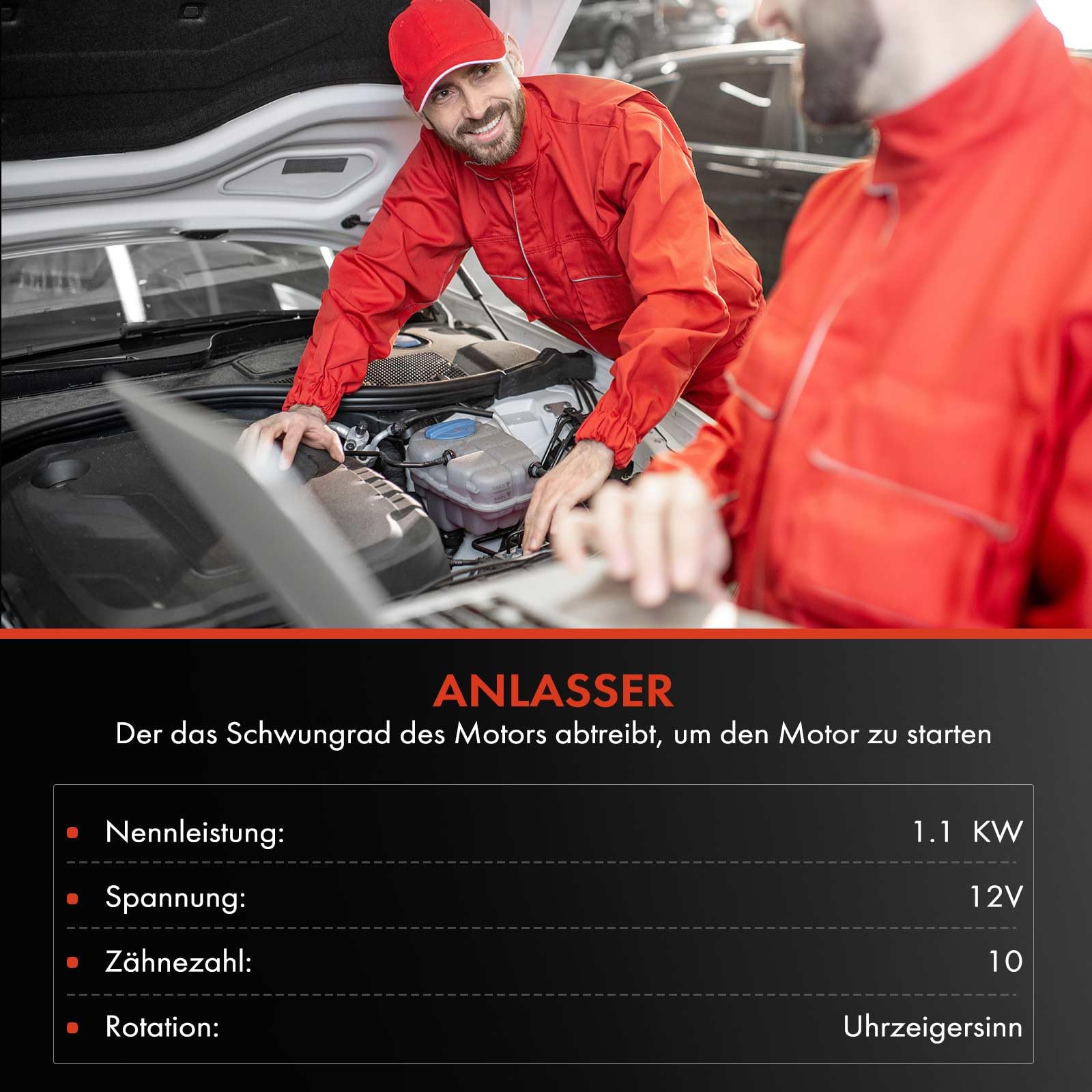 Frankberg Anlasser Starter Anlasser Auto Benzin 1,1 KW/12 V/10 Zähnezahl Kompatibel mit Corsa C X01 Astra G CC T98 Agila (A) H00 Astra G Caravan T98 Replace# 111123