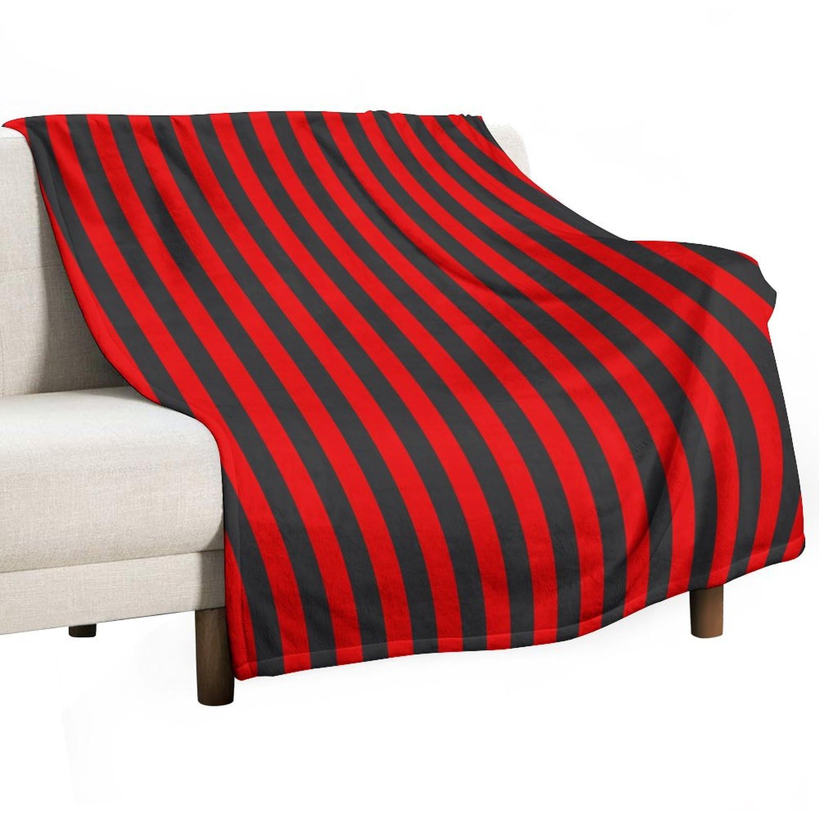 Flannel Throw Blanket,Abstract Red Black Striped Lightweight Soft Cozy Plush Blanket for Sofa Bed Couch and Travel 50"x60"