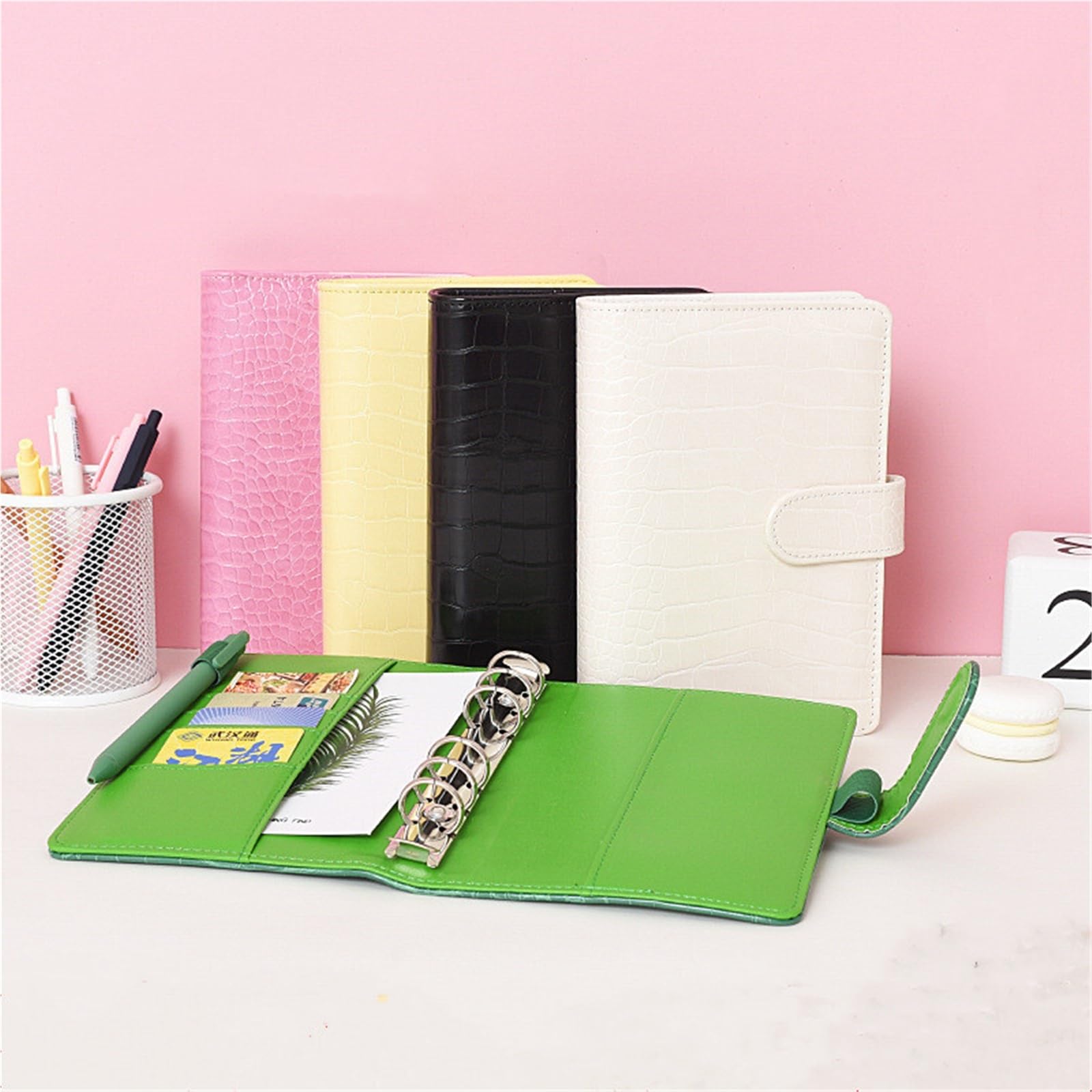 Carnet de notes en cuir PU à feuilles mobiles, 3 pièces Pour L'écriture(Color3)