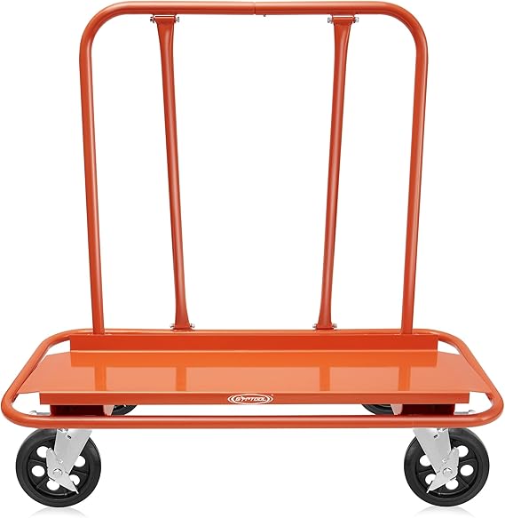 GypTool Heavy Duty Drywall Sheet Cart & Panel Dolly with 4 Swivel Wheels - Orange