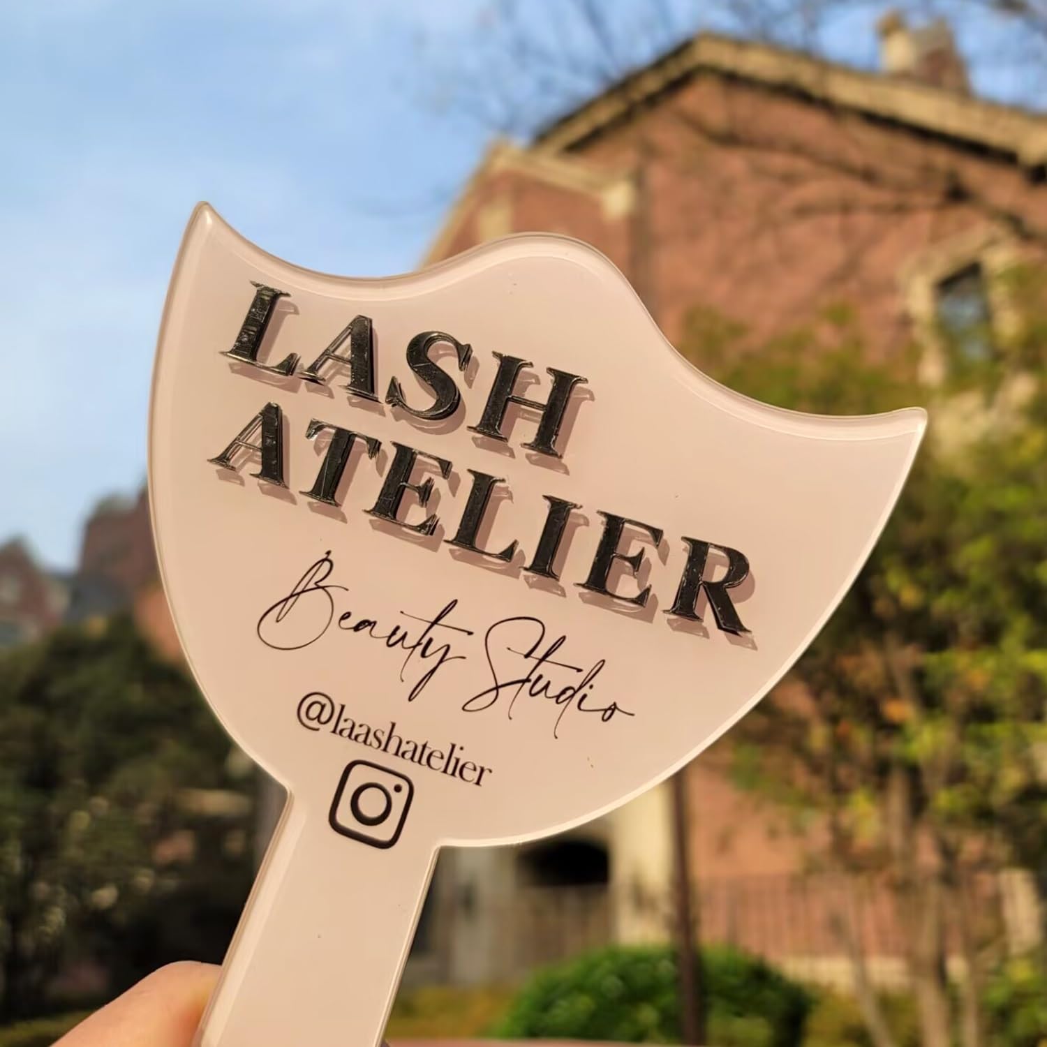 MINXLTD Custom Mirror Prop, Custom Beauty Technician Social Media Prop, Handheld Mirror Social Media Prop, Aesthetics Props, Salon Decor, Mirrors For Lash Techs(Natural)