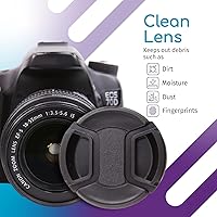 Vista 2 de Tapa de lente frontal a presión para Canon, Nikon, Sony, Pentax, todas las lentes DSLR + anillo de enfoque de lentes de cámara de diseño