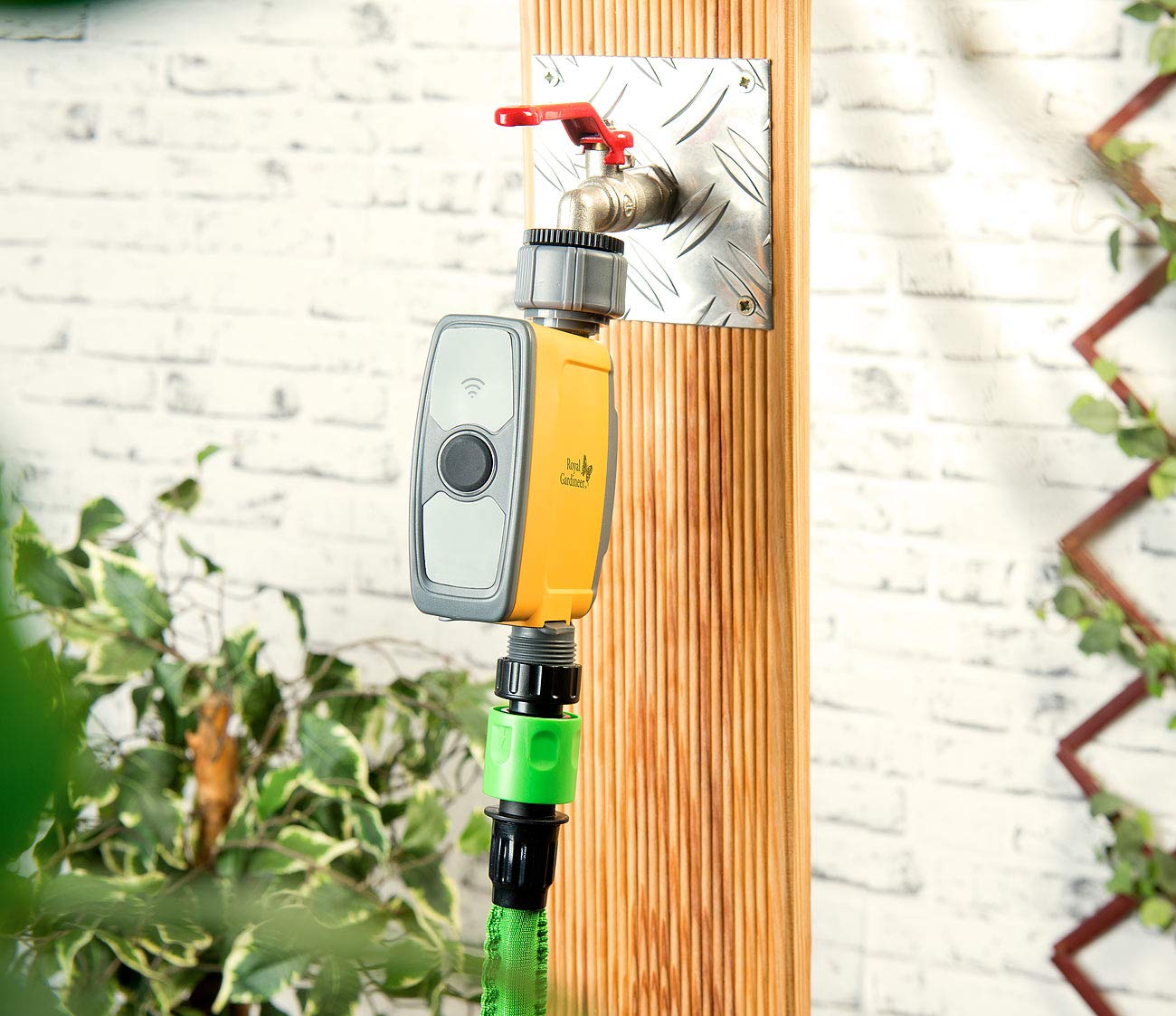 Royal Gardineer sensore pioggia WLAN: Computer di irrigazione Wi-Fi con controllo tramite app, Valvola di irrigazione, Ora di inizio, durata, ciclo programmabili (valvola dell'acqua, sistema)
