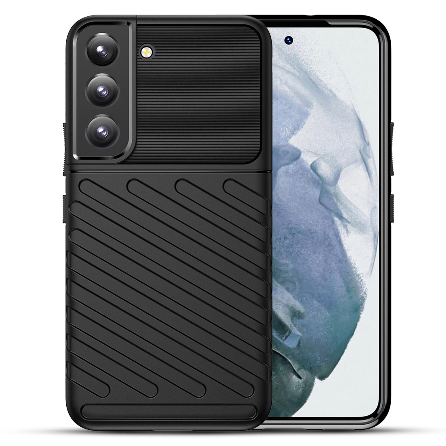 Naiadiy Thunder Series Phone Case for Samsung Galaxy S22, Business Minimalist Style, Slim Protective Cover Compatible with Samsung Galaxy S22 - Black