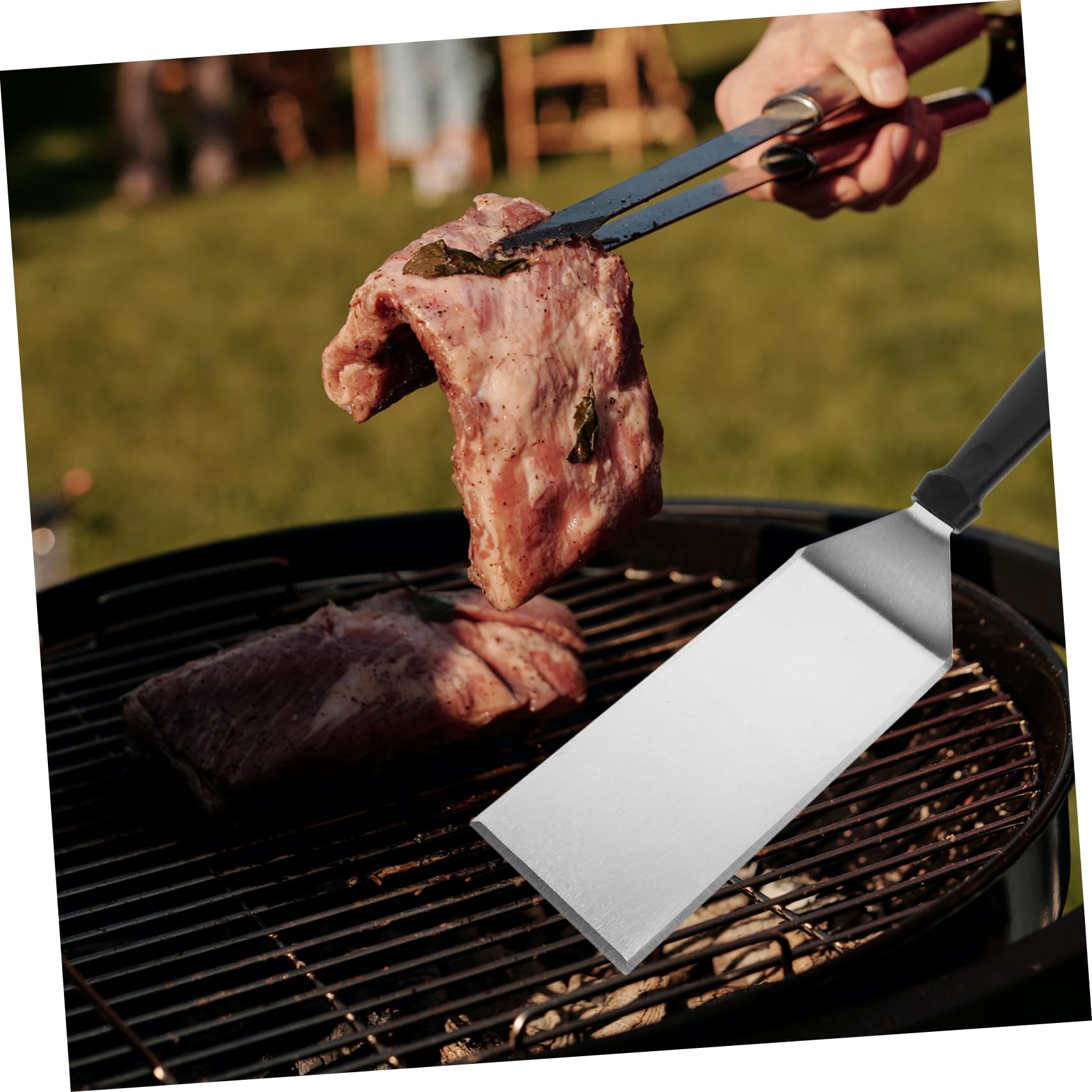SOLUSTRE Spatola per Cucina in Acciaio Inossidabile e Pp Set 3 Pezzi per Girare e Mescolare, Utensile Resistente per Barbecue e Padelle Antiaderenti