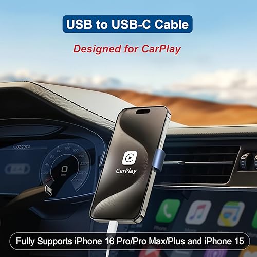 Miniatura 2 de Cable trenzado USB C a USB C de 3 pies y cable Carplay para automóvil para iPhone 16/15 (paquete de 2 unidades de 3.3 pies), cable de carga USB A a
