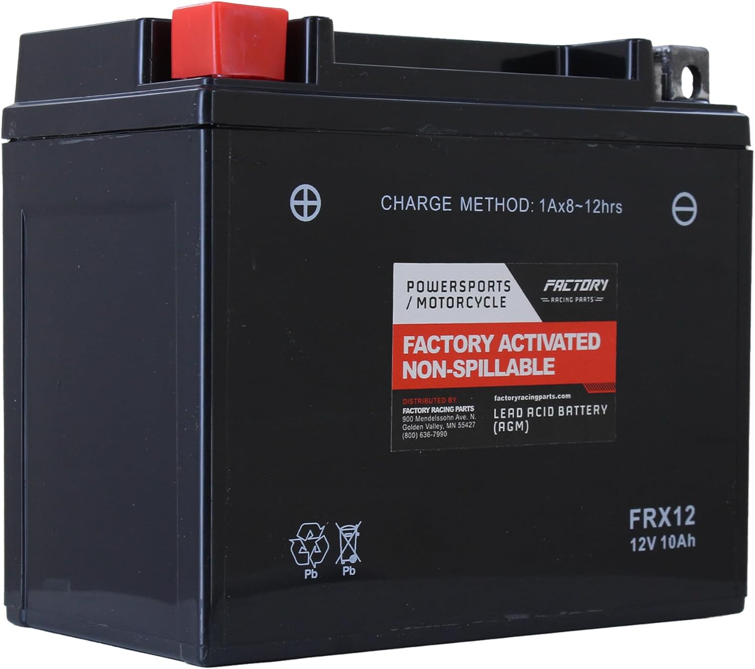Factory Racing Parts YTX12-BS AGM Battery – Maintenance Free – Ready to Install - Compatible With ATVs, Motorcycles, and Scooters YTX12, BTX12-BS