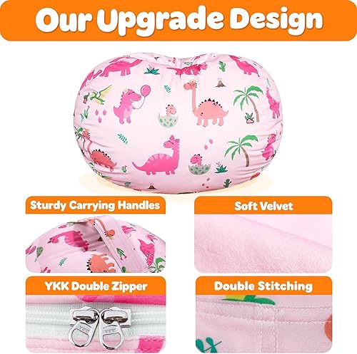 Miniatura 82 de Lukeight - Puf de almacenamiento de animales de peluche para niños, con cremallera para organizar habitaciones de niños pequeños y niños (terciopelo