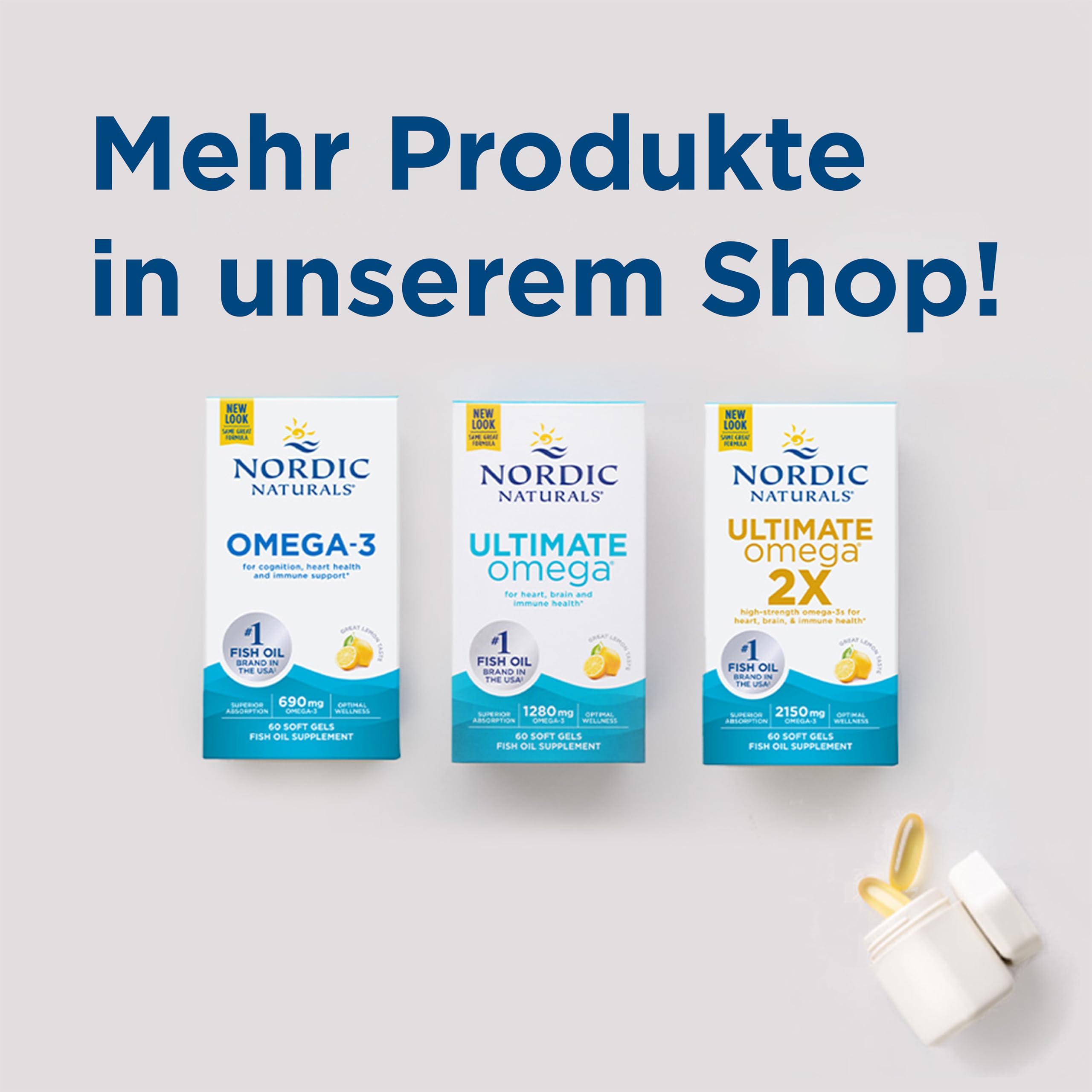 Nordic Naturals Ultimate Omega 2X 2150 mg – Zitronengeschmack, 180 Weichkapseln – Premium Fischöl – Hochdosiert, Reines Triglycerid‑Öl