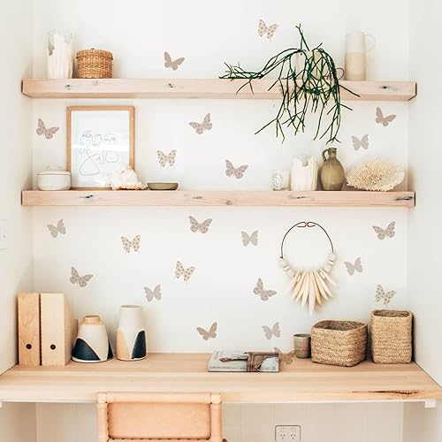 Miniatura 5 de QUCHENG Calcomanías de pared de animales, decoración de pared de mariposa bohemia para niñas, calcomanías extraíbles para niños, calcomanías de