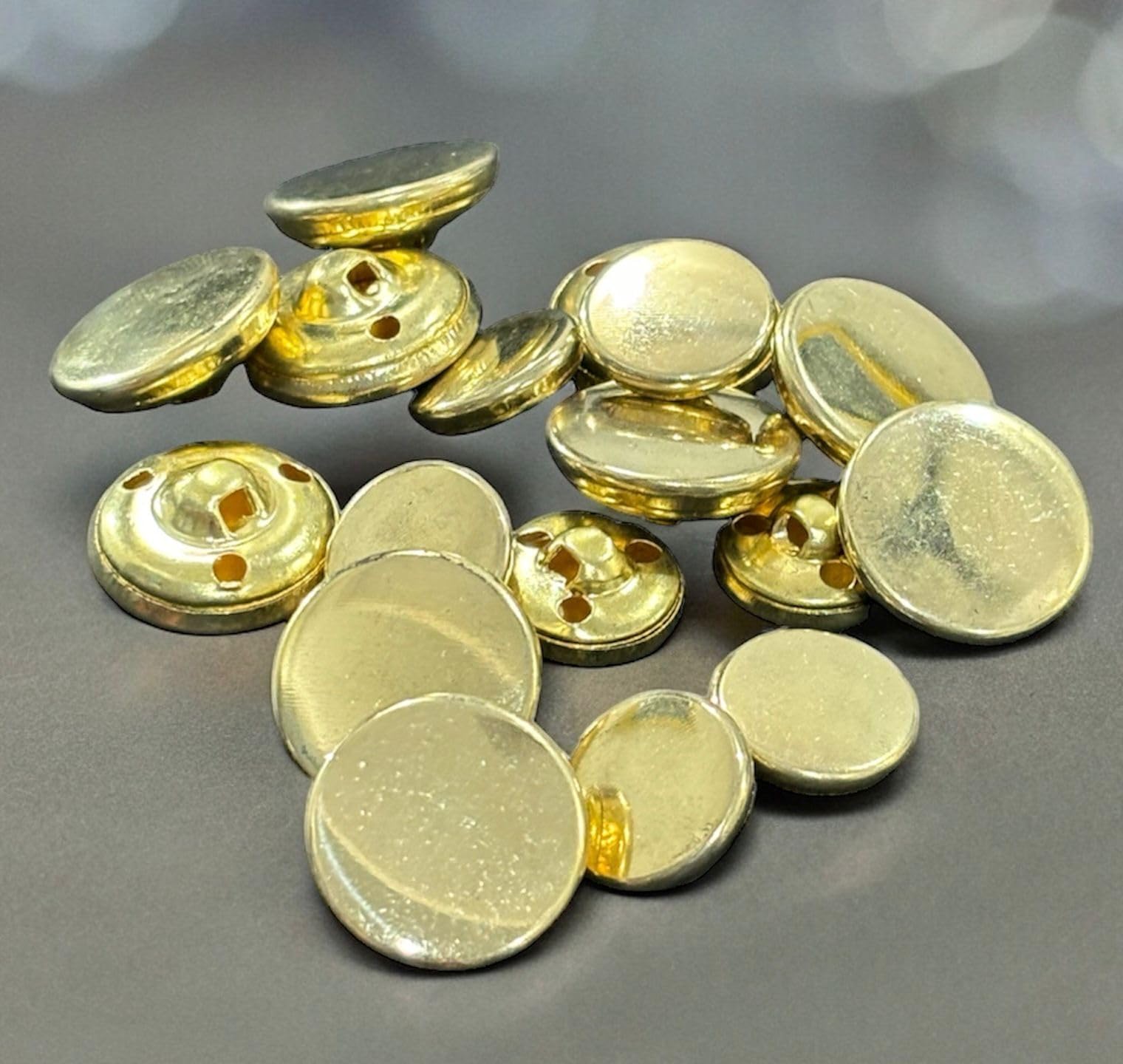 REENA Metal Buttons Sew on Buttons for Coats Jeans Jackets etc. Gold Brass (Plain Golden 12pc Set (6 Big+6 Small), 12 Pieces Set) Golden (Plain Gold Brass 6+6)-image-10