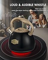 Vista 3 de POLIVIAR - Hervidor de té para estufa de 2.7 cuartos de galón, tetera silbante audible, acero inoxidable de grado alimenticio para mango