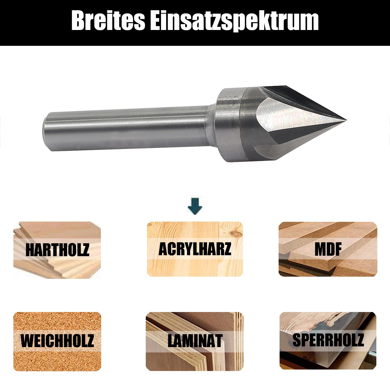 V Nutfräser 60 grad 8mm schaft，3 Flöten Fasenfräser Gravierfräser CNC Fräser für Oberfräse Holz Gravur