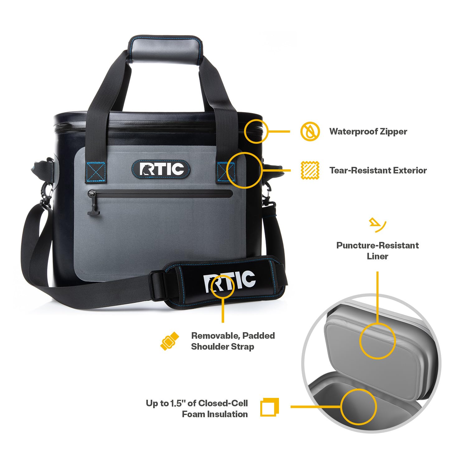 Amazon.com: RTIC 30 Can Ultra-Tough Soft Cooler Waterproof, Blue