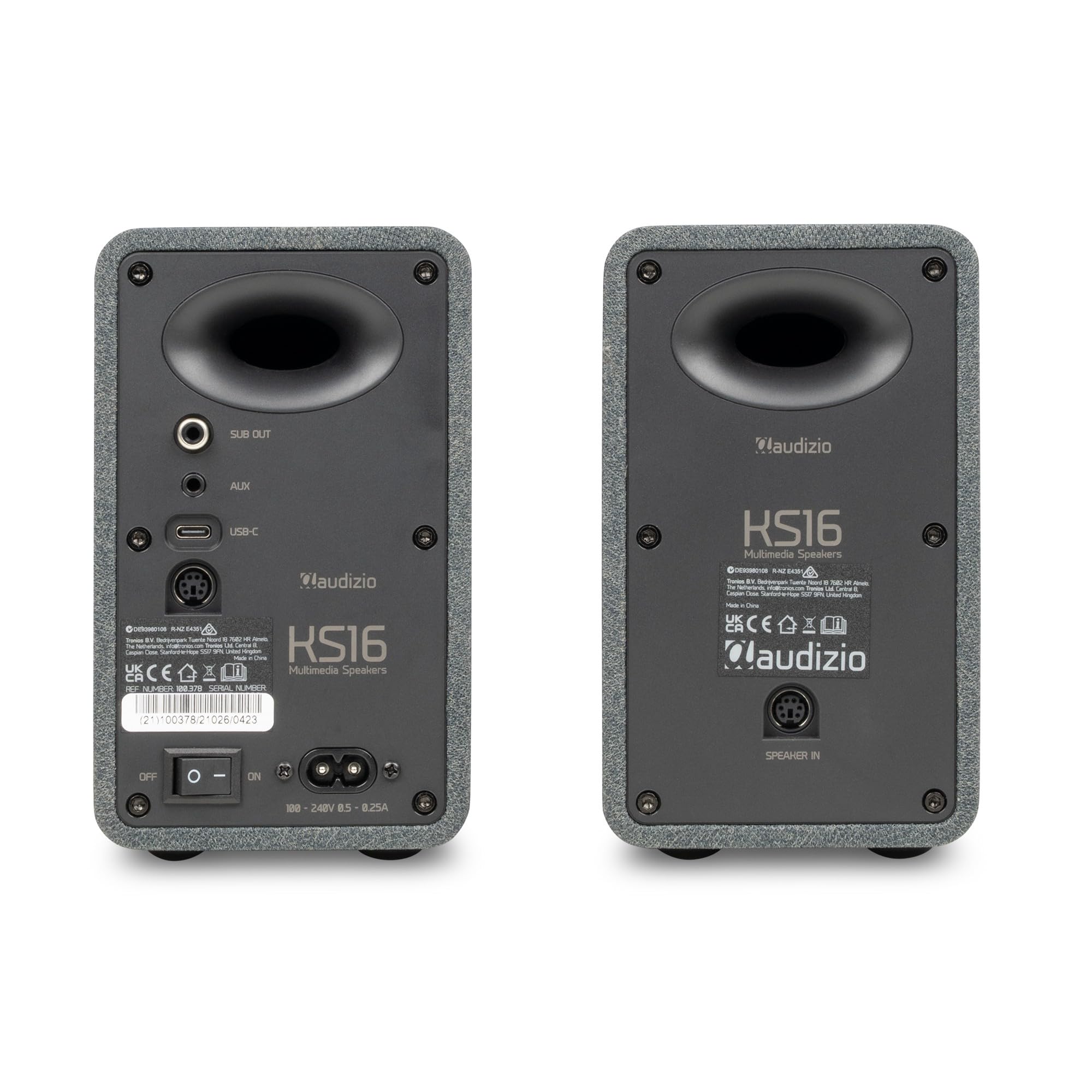 Audizio KS16 Enceintes PC Actives Bluetooth USB-C 100W Bambou