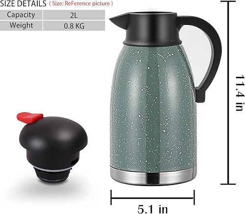 Miniatura 2 de Yummy Sam Jarra térmica de café de acero inoxidable de 68 onzas (2 elevadores) de doble pared al vacío, dispensador de bebidas de café y agua,